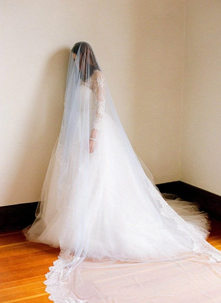 1t tulle with lace wedding bridal veil cathedral length wv4 1t tulle with lace wedding bridal veil cathedral length wv4