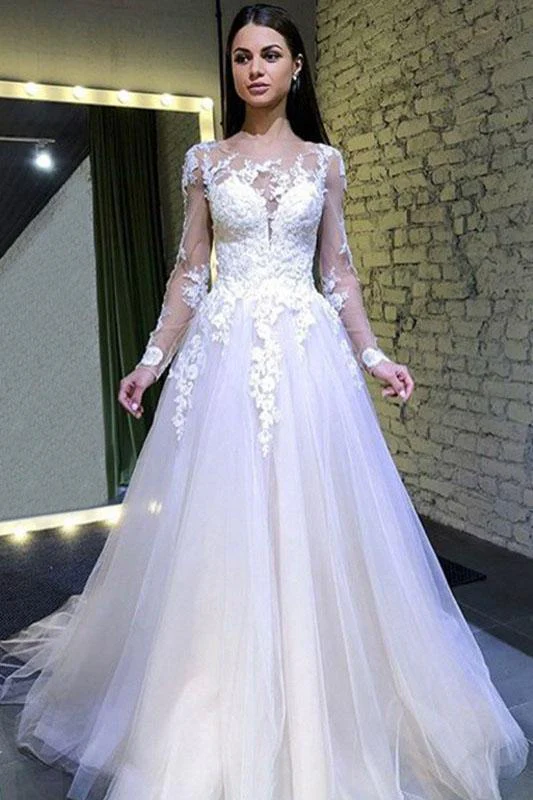 import placeholder for a line long sleeves round neck tulle lac 160220168 import placeholder for a line long sleeves round neck tulle lac 160220168