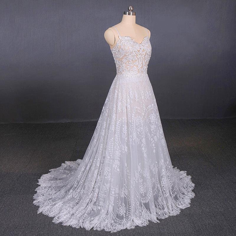 a line spaghetti straps long elegant wedding dresses with lace dmq11 a line spaghetti straps long elegant wedding dresses with lace dmq11