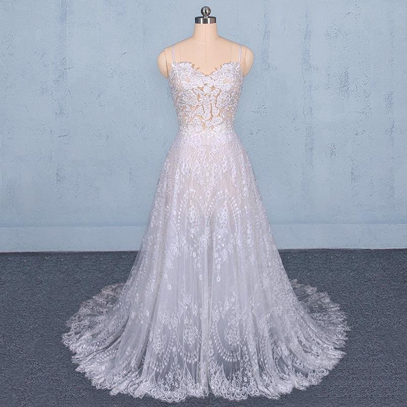 a line spaghetti straps long elegant wedding dresses with lace dmq11 a line spaghetti straps long elegant wedding dresses with lace dmq11