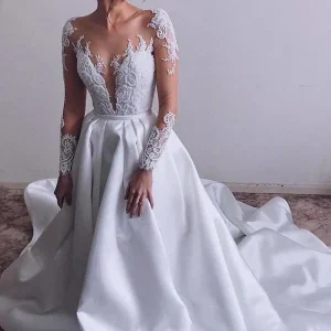 import placeholder for a line long sleeve satin appliques weddi 160219872