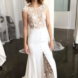 Wedding Dresses import placeholder for sheath bateau cap sleeves sweep train la 160220338